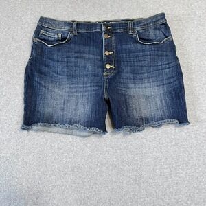 Lee Shorts Womens 20 Blue Cutoffs Relaxed Fit High Rise Exposed Button Denim